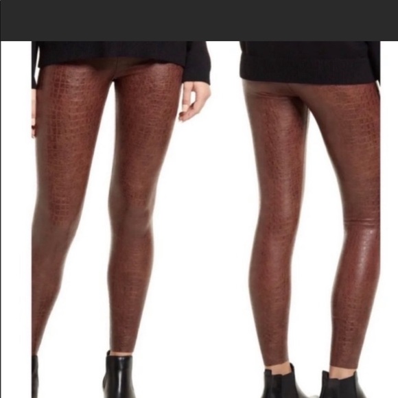 7 for all mankind snakeskin high waisted leather leggings - Picture 1 of 6